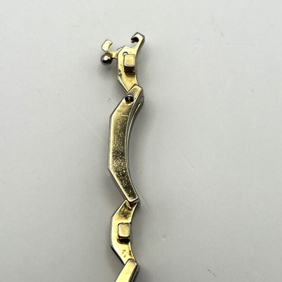 Vintage Geometric Link Bracelet Gold Tone Modernist Retro 7.5in - Picture 5 of 14